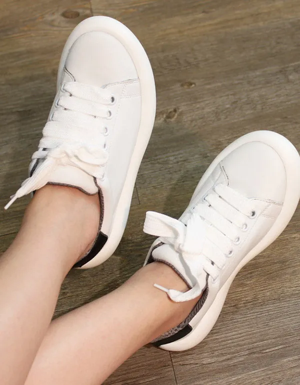 Spring Lace Up Soft Bottom Casual Shoes White