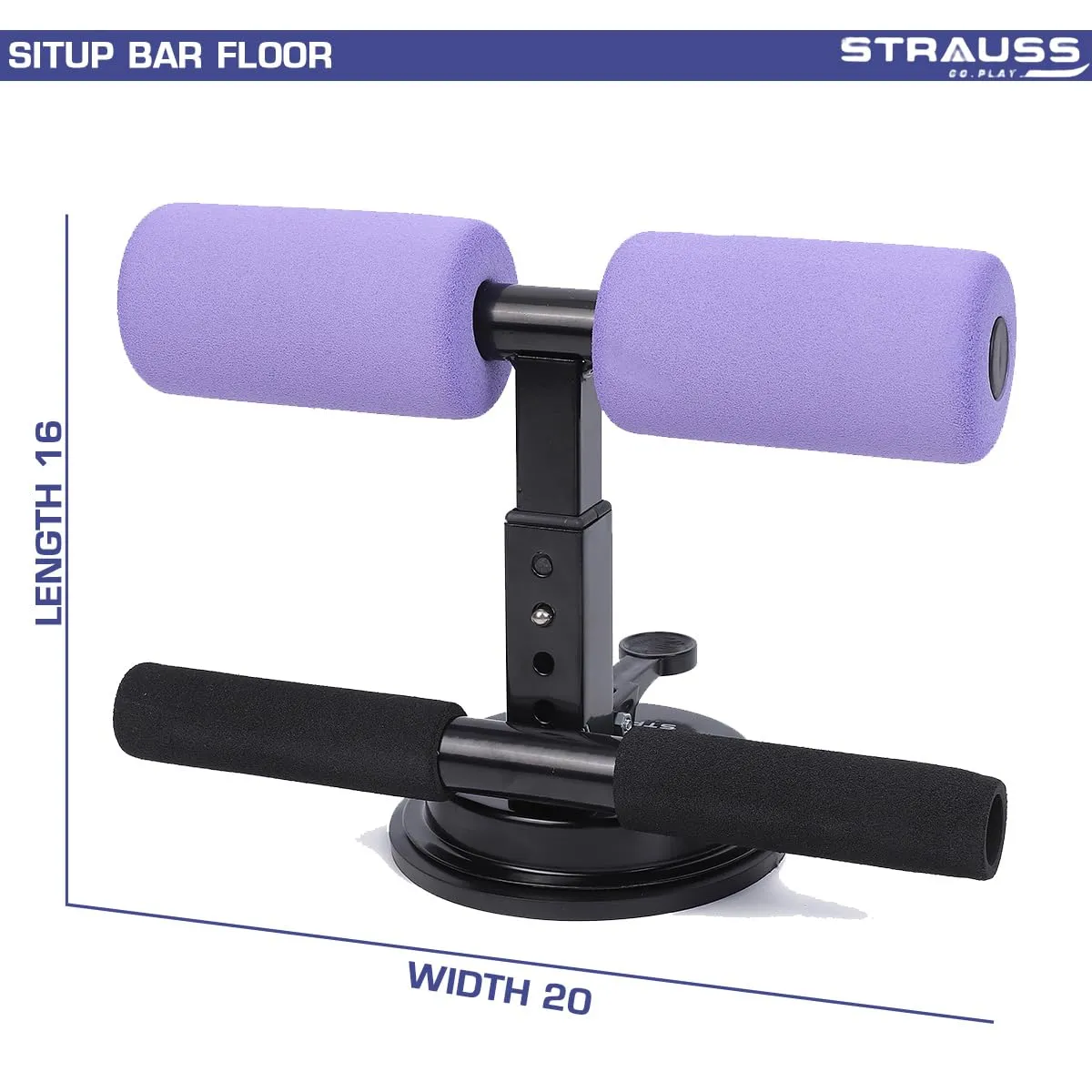 STRAUSS Sit-Up Bar | Portable Sit Up Bar With Foam Handle and Rubber Suction | Sit-ups and Push-ups Assistant Device For Weight Loss | Ideal For Abs Home Workout & Abdominal Curl Exercise Trainer,(Purple)