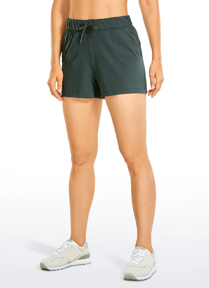 Stretch Mid-Rise Drawstring Shorts with Pockets 3.5"