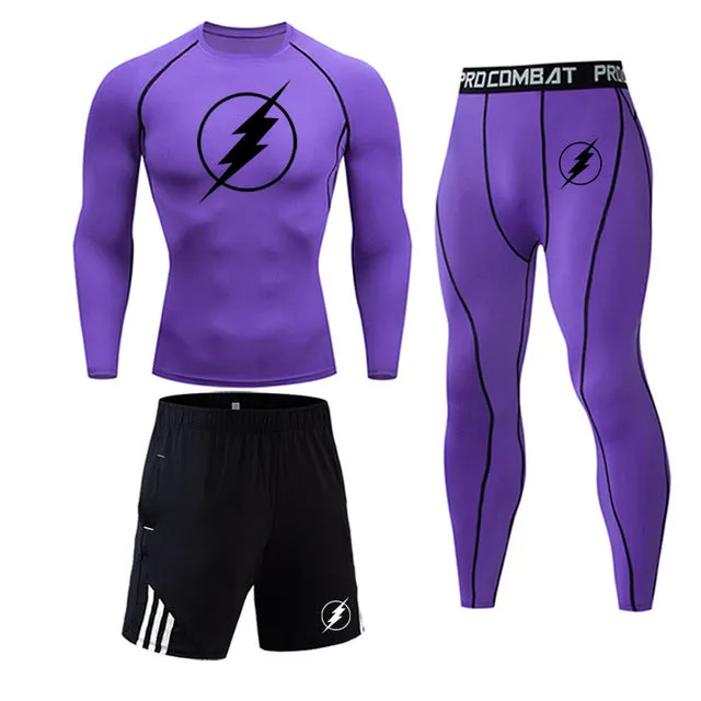 Super hero flash Quick-drying Compression Men Sports Suit