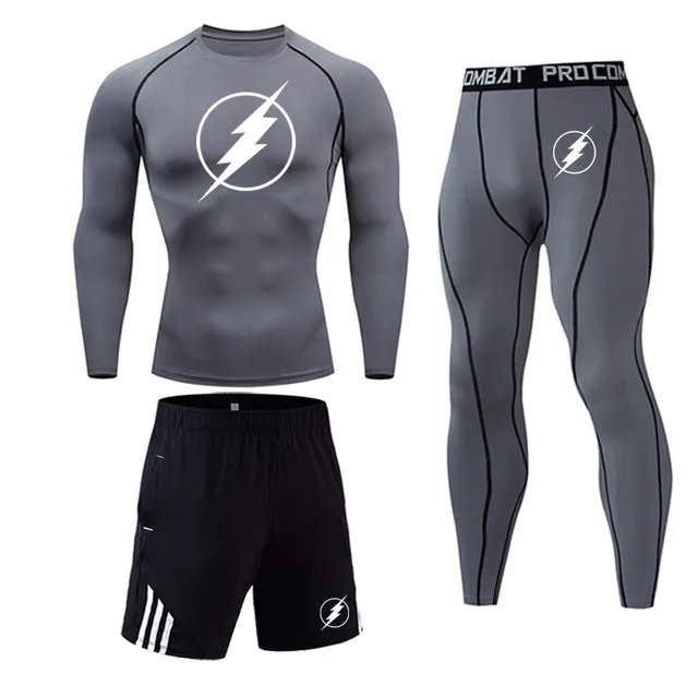 Super hero flash Quick-drying Compression Men Sports Suit