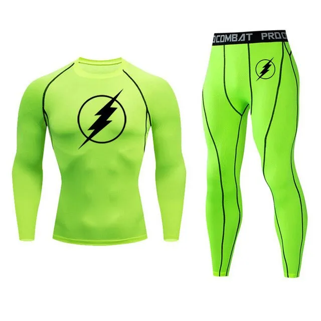 Super hero flash Quick-drying Compression Men Sports Suit