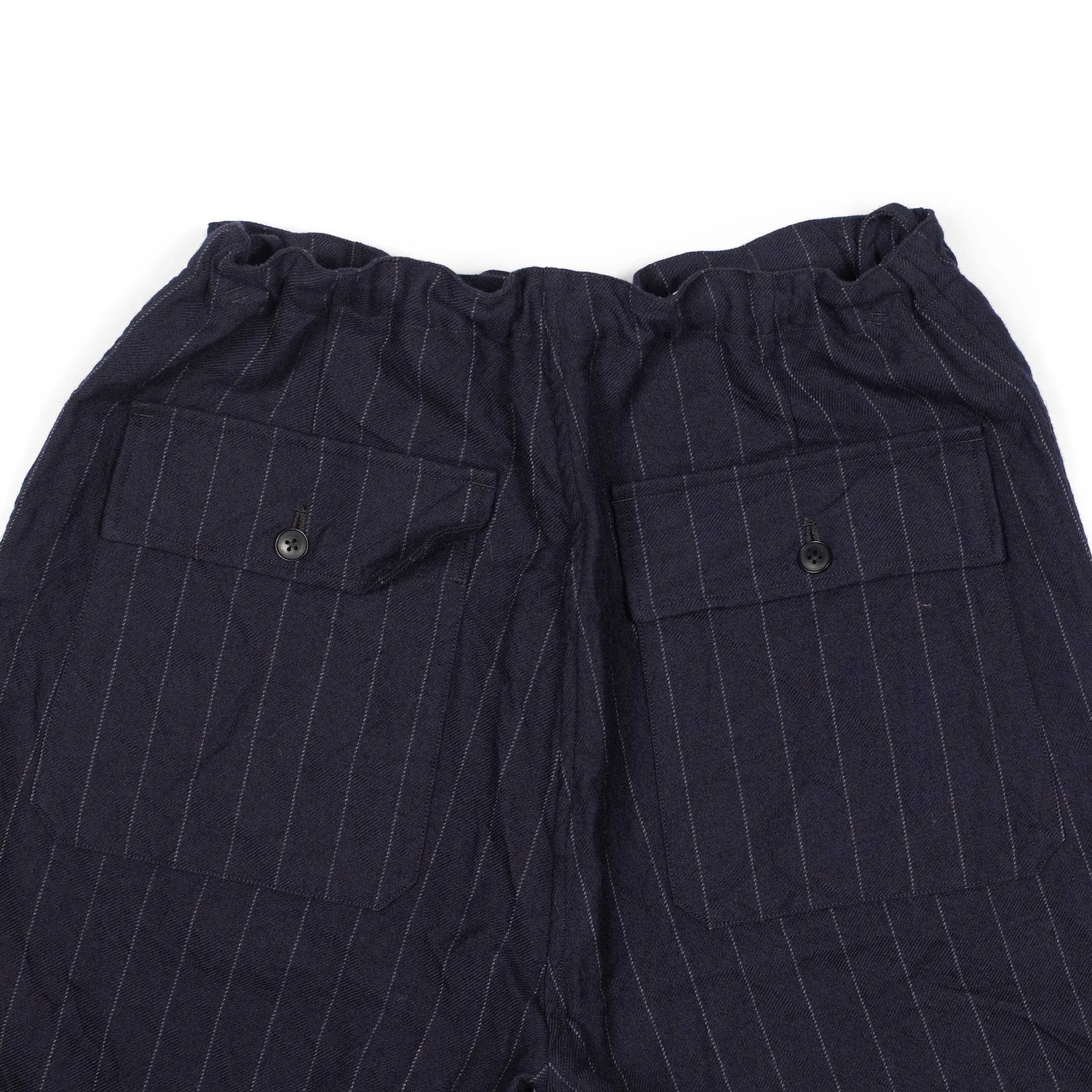 Take Easy baker pants in navy chalkstripe wool gabardine