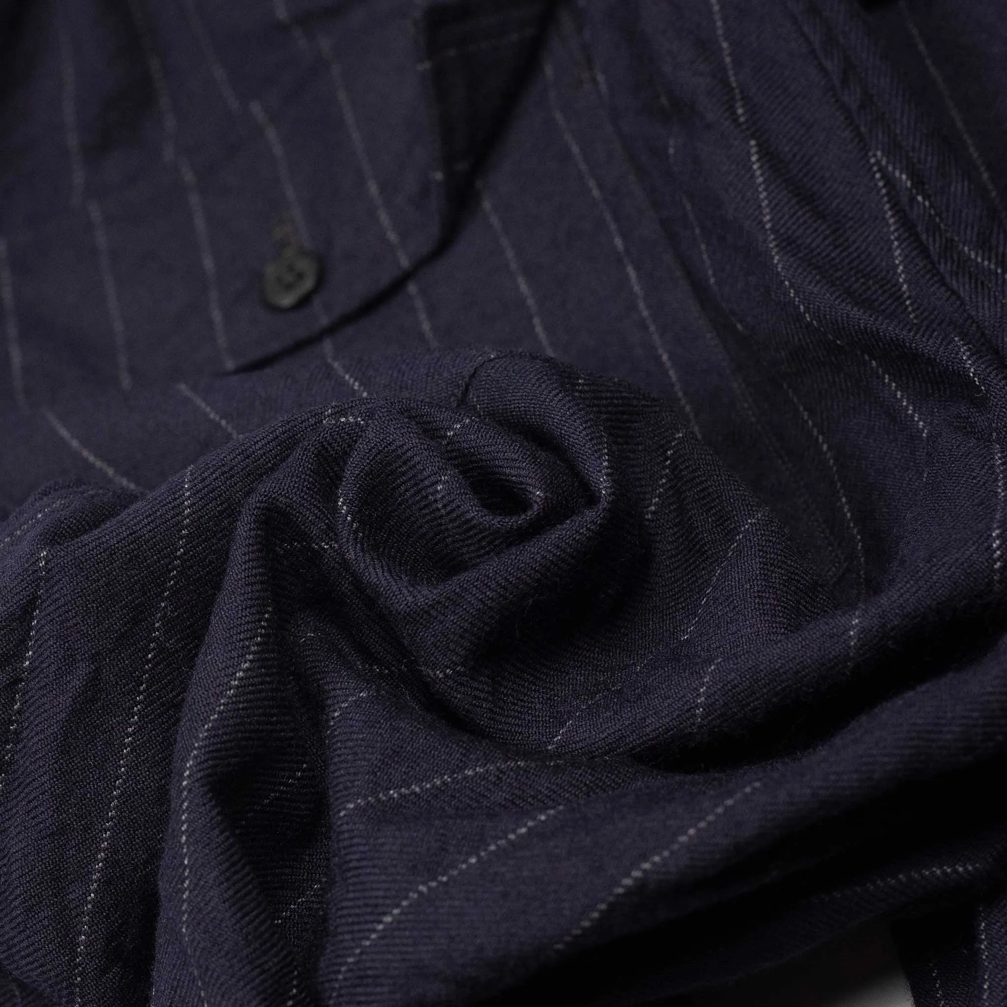 Take Easy baker pants in navy chalkstripe wool gabardine