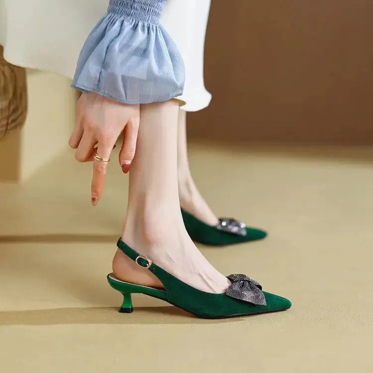 TAVIMART  -  Leather Pumps New High-heeled Shoes Women Spring and Summer New  Thin Heels with Leather Niche Sandals Pointed Toe