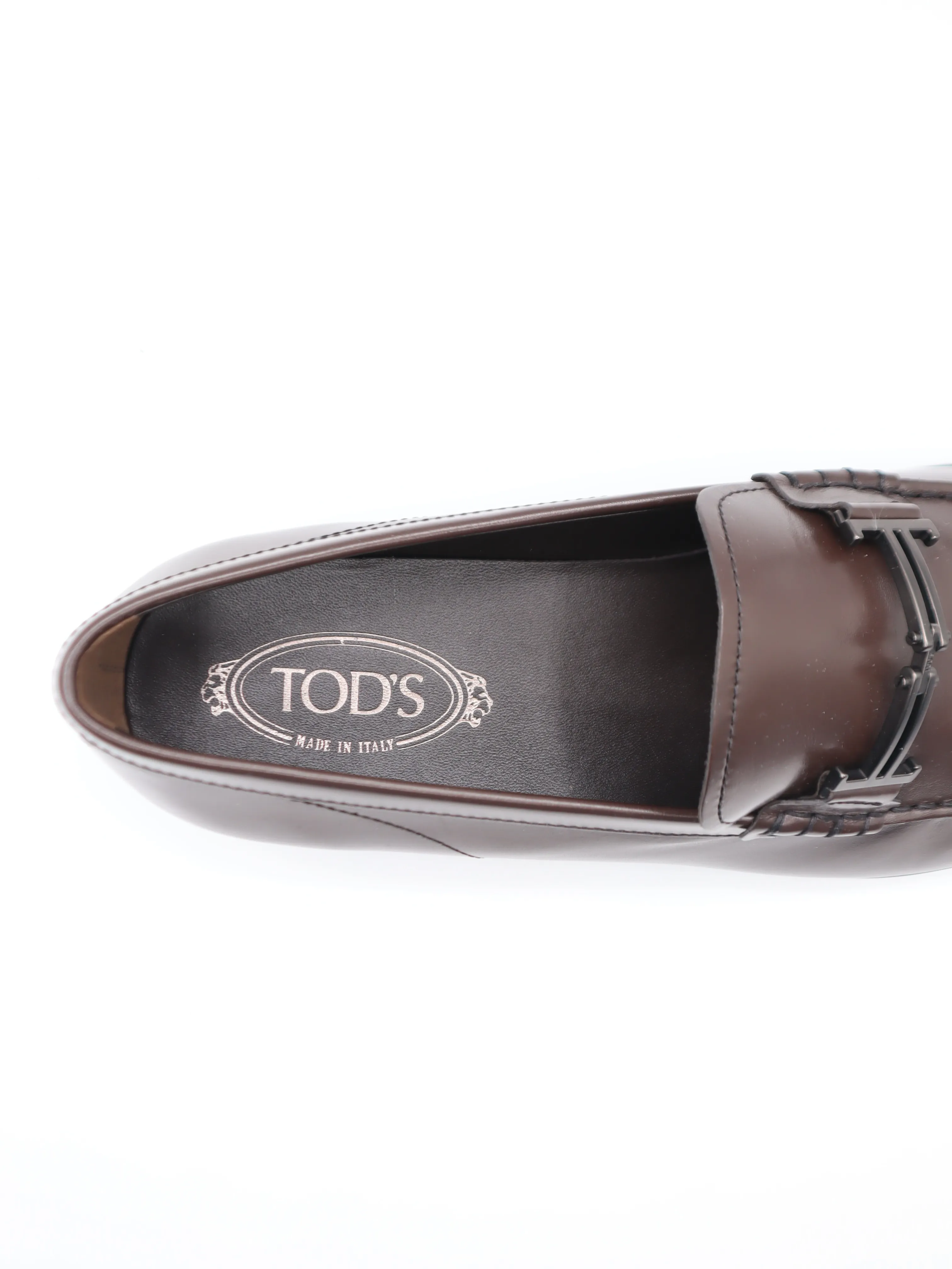 Tods Mens Brown Leather Buckle Mocassino Gommino Shoe