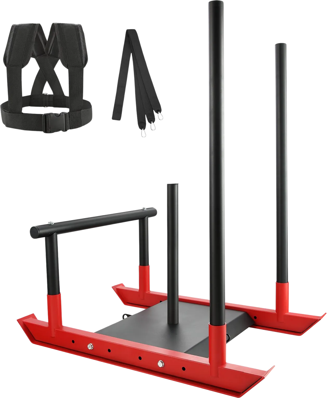 Vevor Weight Training Sled Steel Push-Pull Power Sled with Handle Fits 1" and 2" Weight Plate New