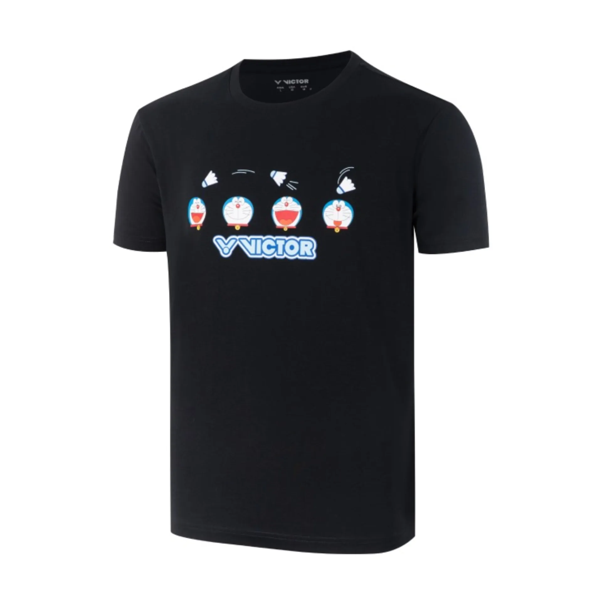 Victor X Doraemon T-502DRM-C Unisex T-Shirt [Black]