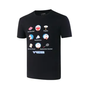 Victor X Doraemon T-503DRM-C Unisex T-Shirt [Black]