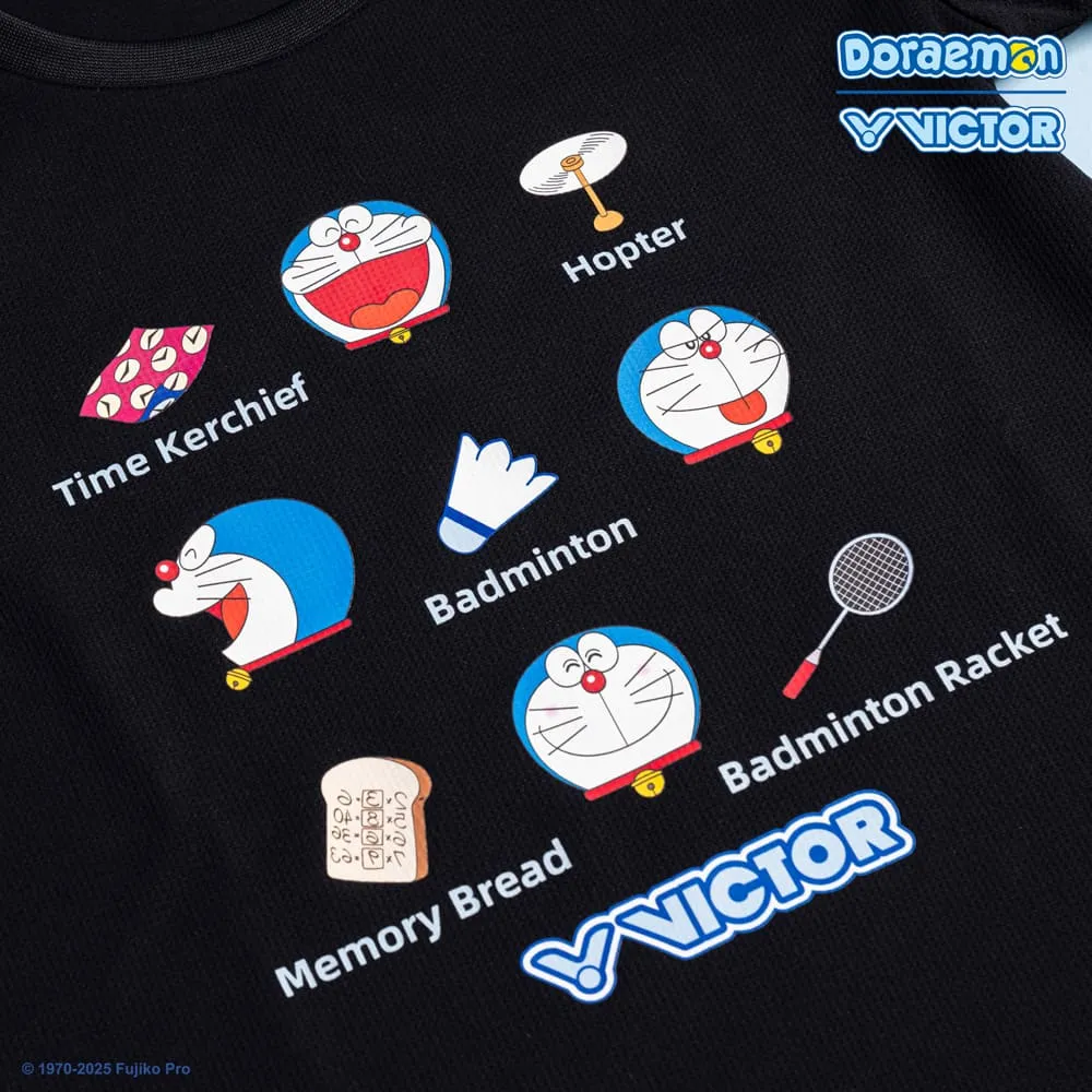 Victor X Doraemon T-503DRM-C Unisex T-Shirt [Black]