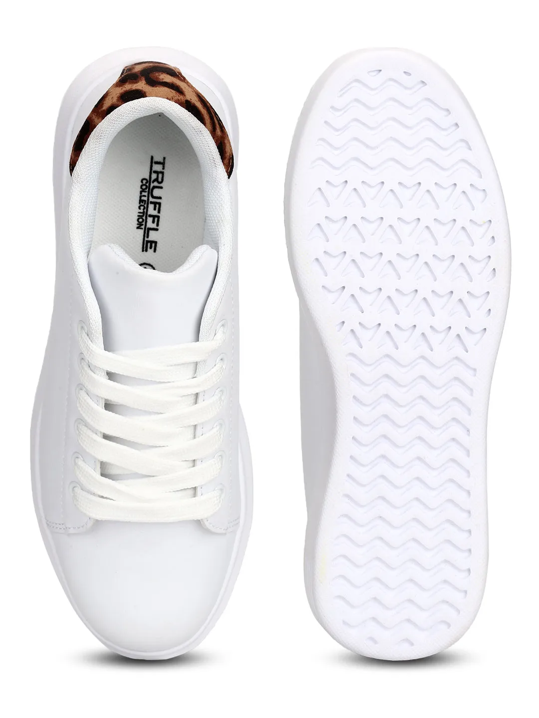 White Leopard Lace-up Platform Sneakers