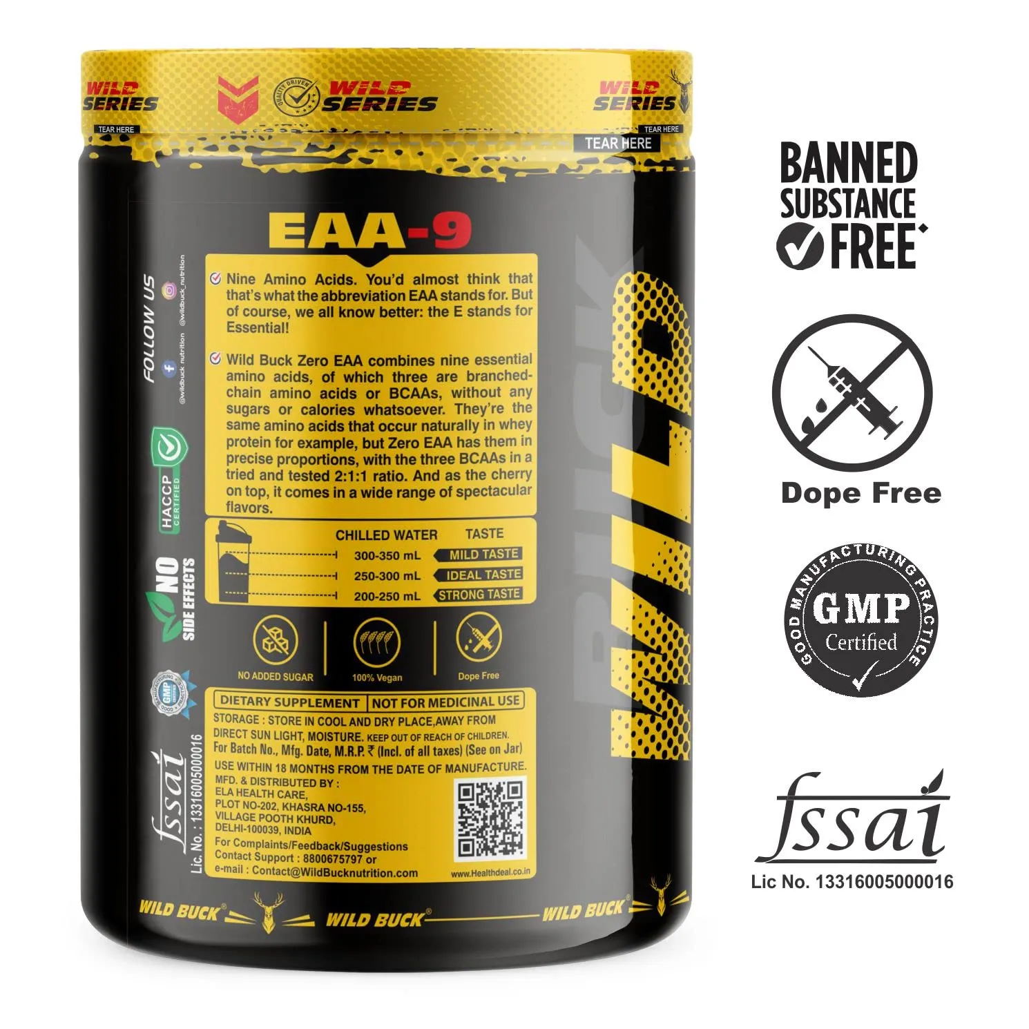 WILD BUCK EAA (Essential Amino Acids) Best For Intra-Workout/Post-Workout Advanced Formula [30 Servings, 255gm] (BCAA EAA) (Virgin Mojito)