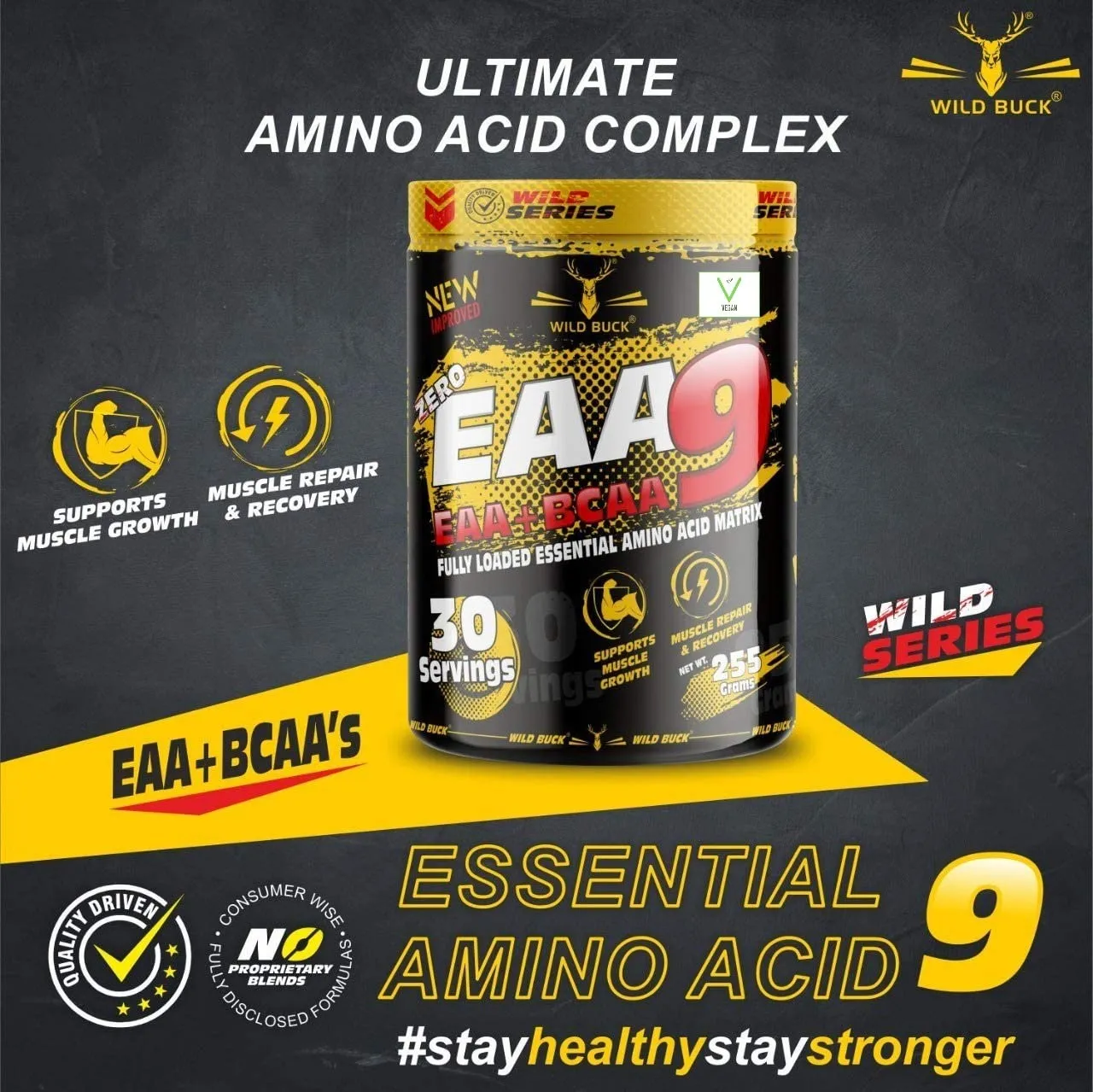 WILD BUCK EAA (Essential Amino Acids) Best For Intra-Workout/Post-Workout Advanced Formula [30 Servings, 255gm] (BCAA EAA) (Virgin Mojito)