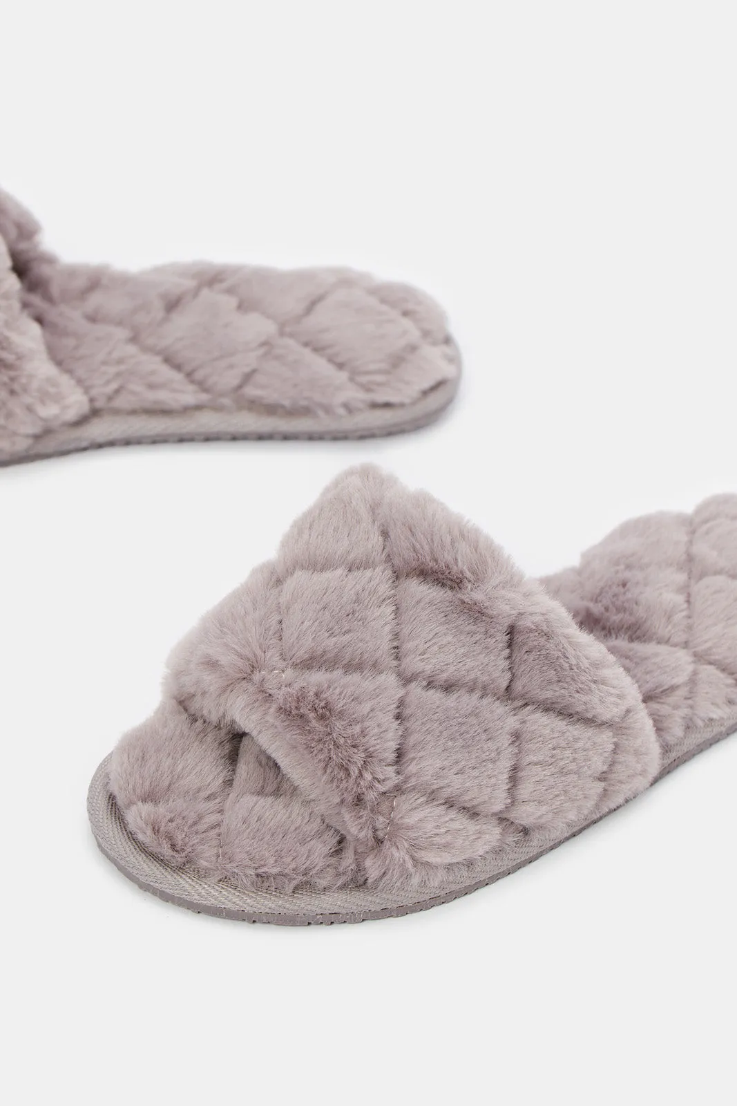 Women Grey Quilted Slipper