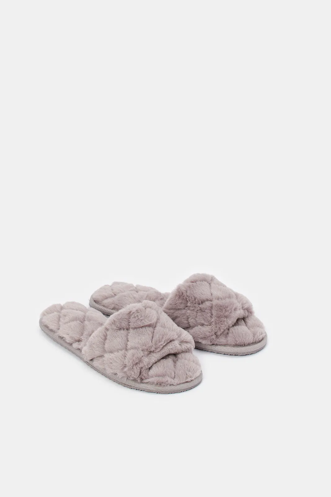 Women Grey Quilted Slipper