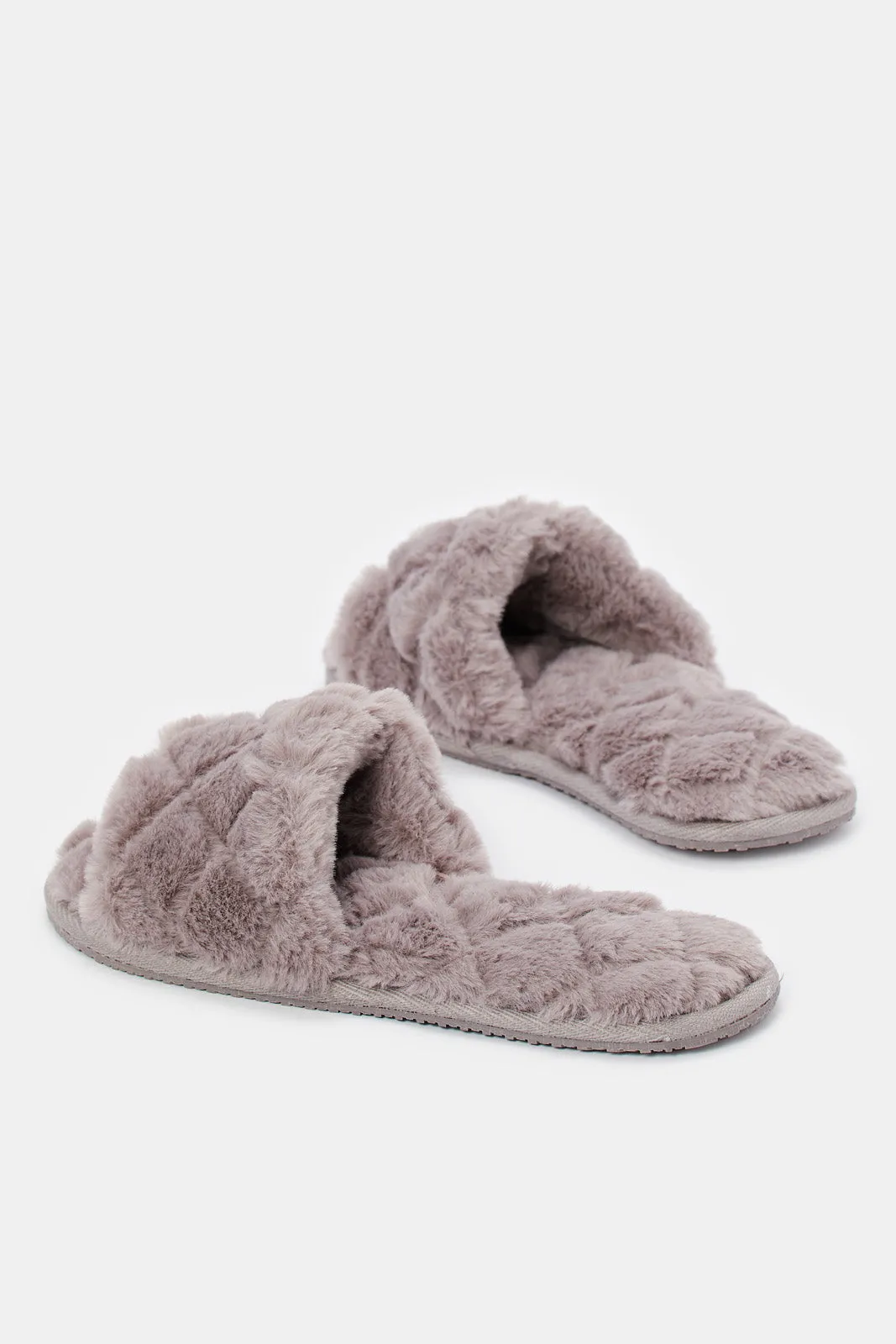 Women Grey Quilted Slipper