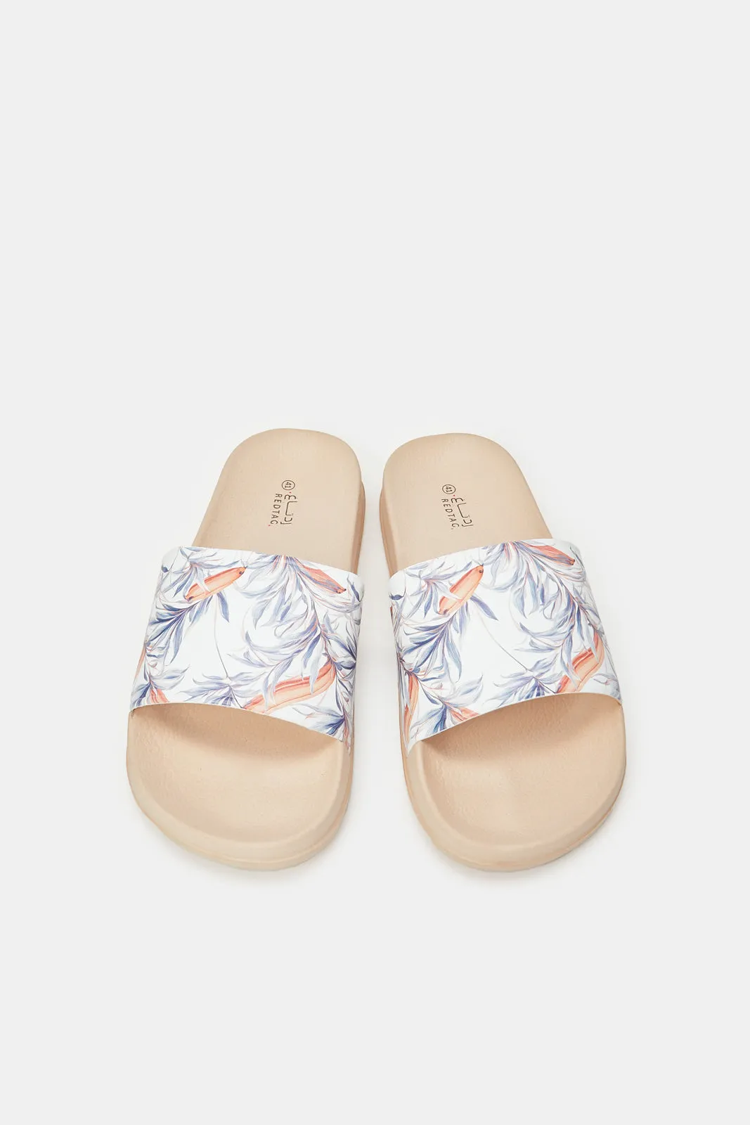 Women Pink Floral Print Slide