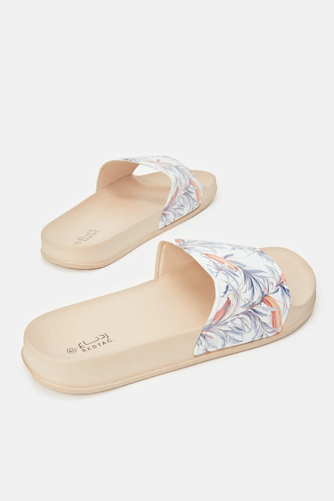 Women Pink Floral Print Slide