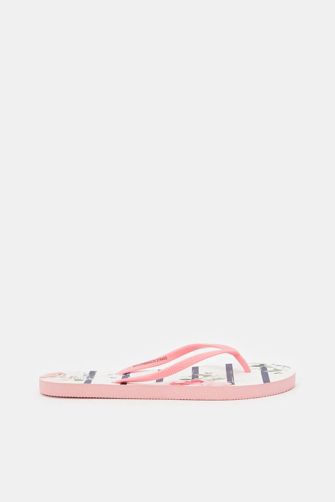 Women Pink Stripe Print Flip Flop