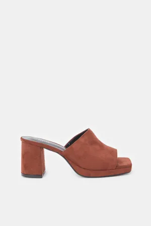 Women Textured Brown Platform Mule