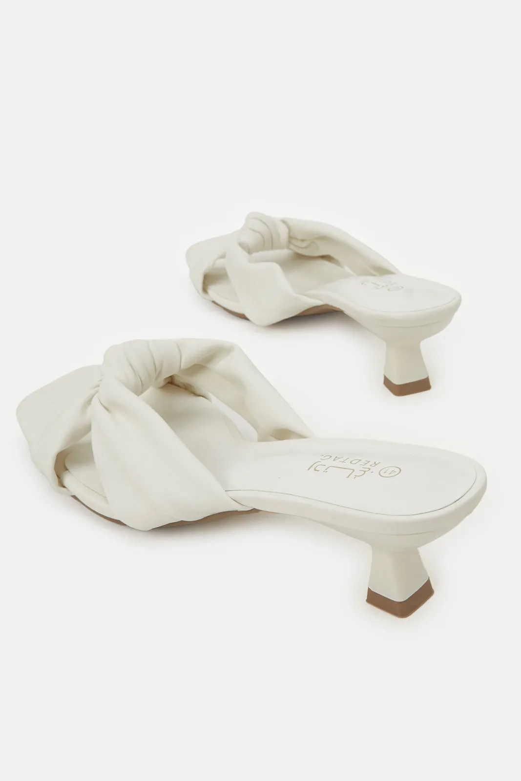 Women White Knot Mule