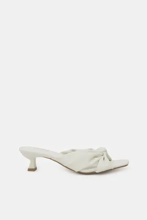 Women White Knot Mule