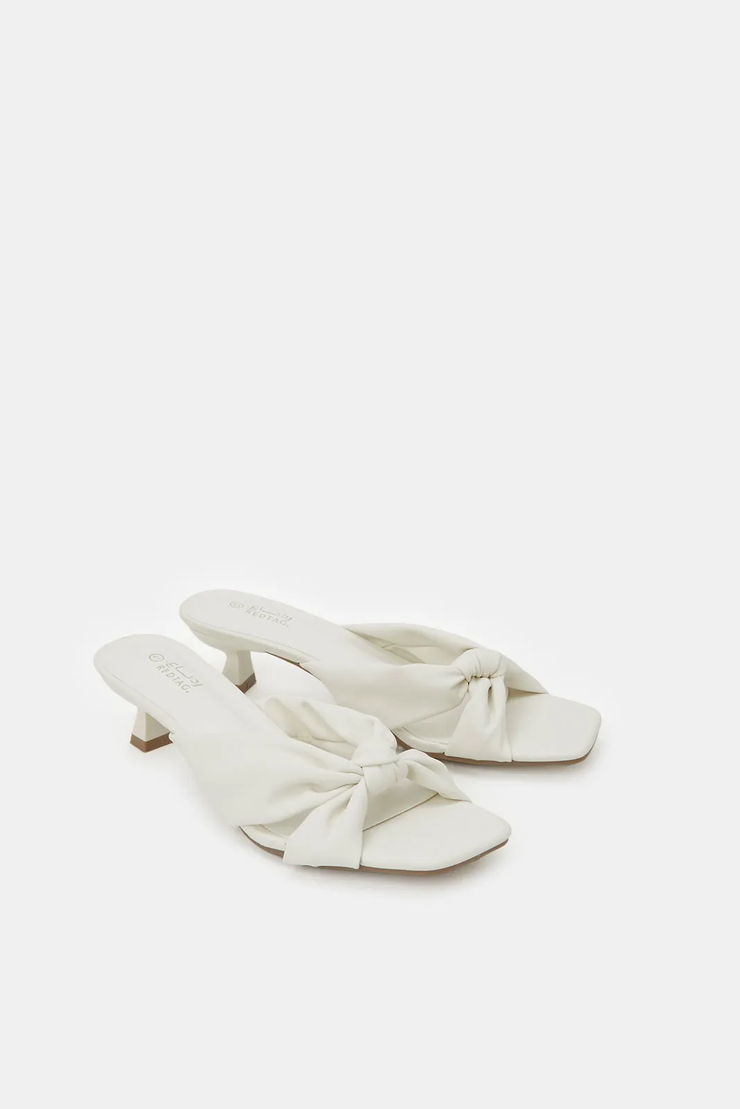 Women White Knot Mule