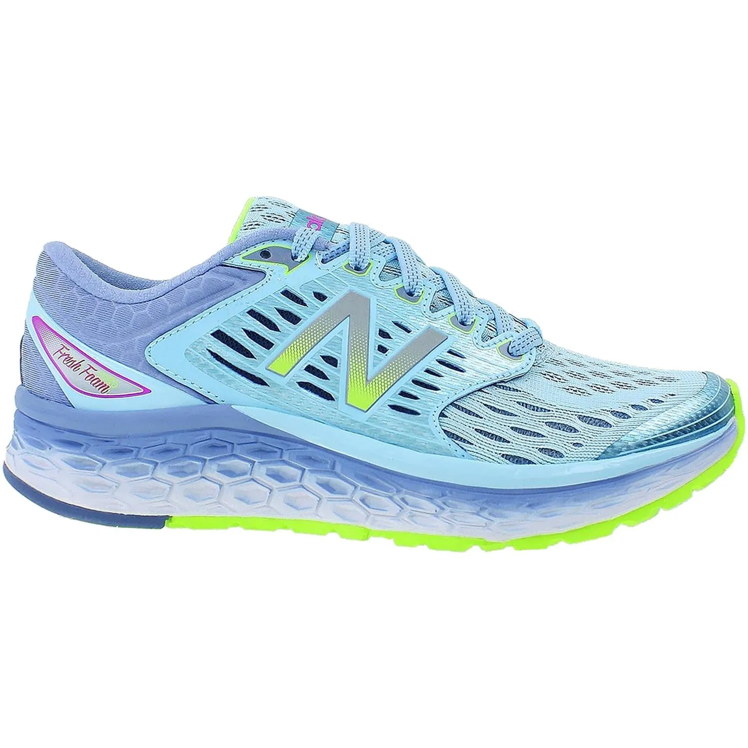 Women's New Balance W1080BG6 Fresh Foam Running Shoes Blue Bell/Lime Green Synthetic