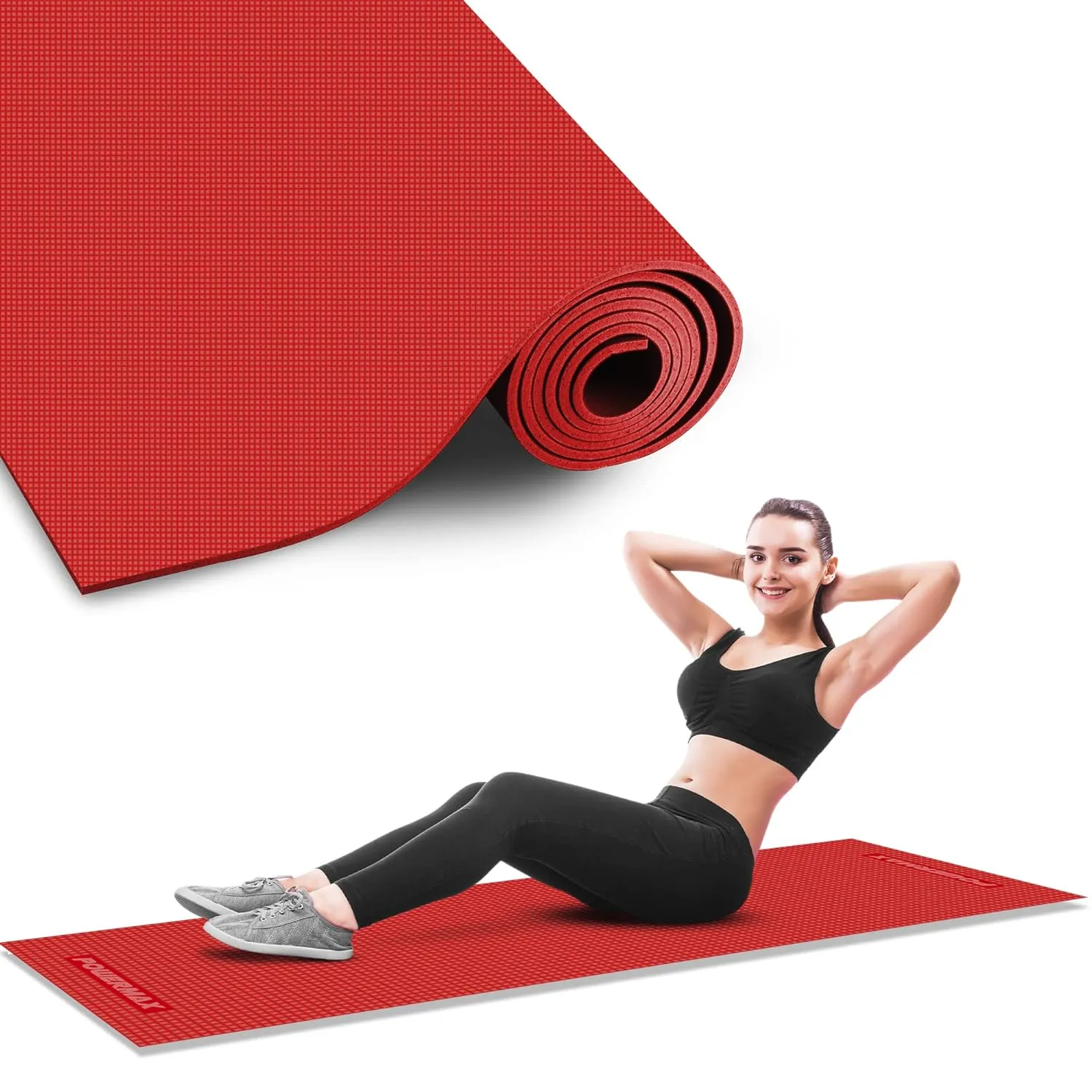 YE4-1.2-RD 4mm Thick Premium Exercise Yoga Mat for Gym Workout [Ultra-Dense Cushioning | Tear Resistance & Water Proof] Eco-Friendly Non-Slip Yoga Mat for Gym and Any General Fitness