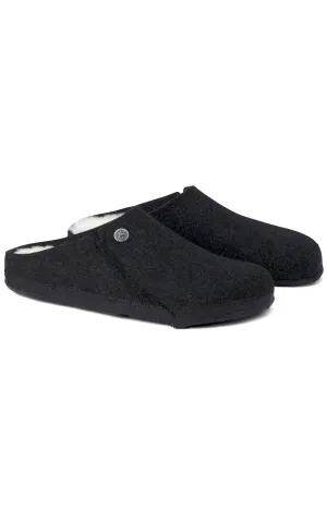 Zermatt Anthracite Shearling Wool Felt Comfort Slippers